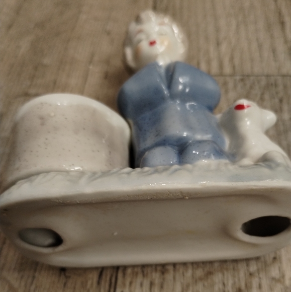 Porcelain Boy Praying with Lamb Ceramic Figurine Votive Candle Holder Vintage - Picture 11 of 12